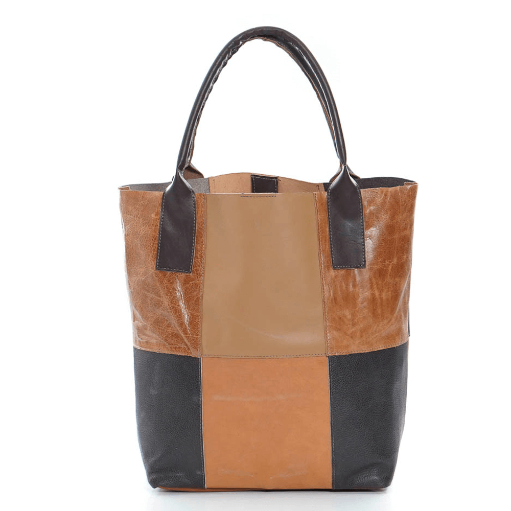 Дамска чанта от естествена кожа модел Linda brown mix
